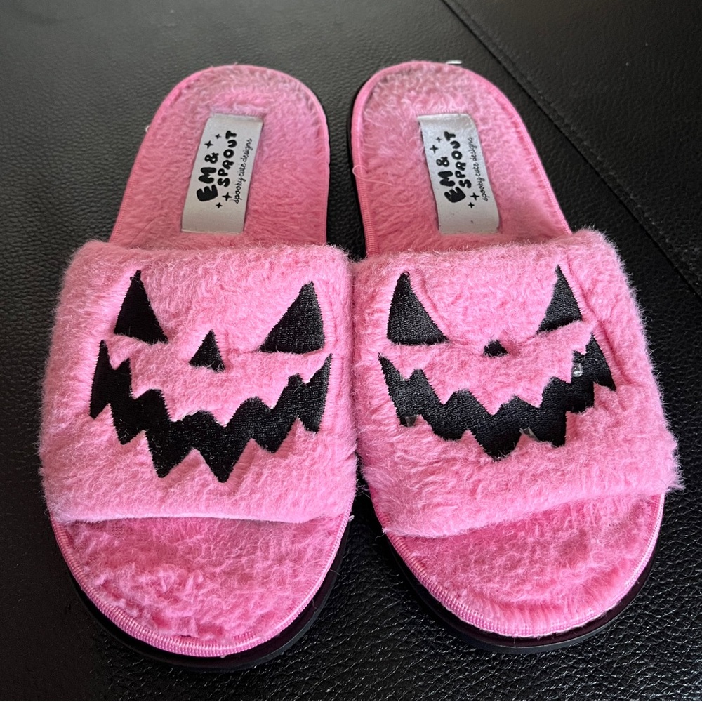 SOLD- Em and Sprout Pink Halloween Slippers